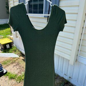 Charlotte Russe Forest Green Bodycon Dress – Short Sleeve, Size M